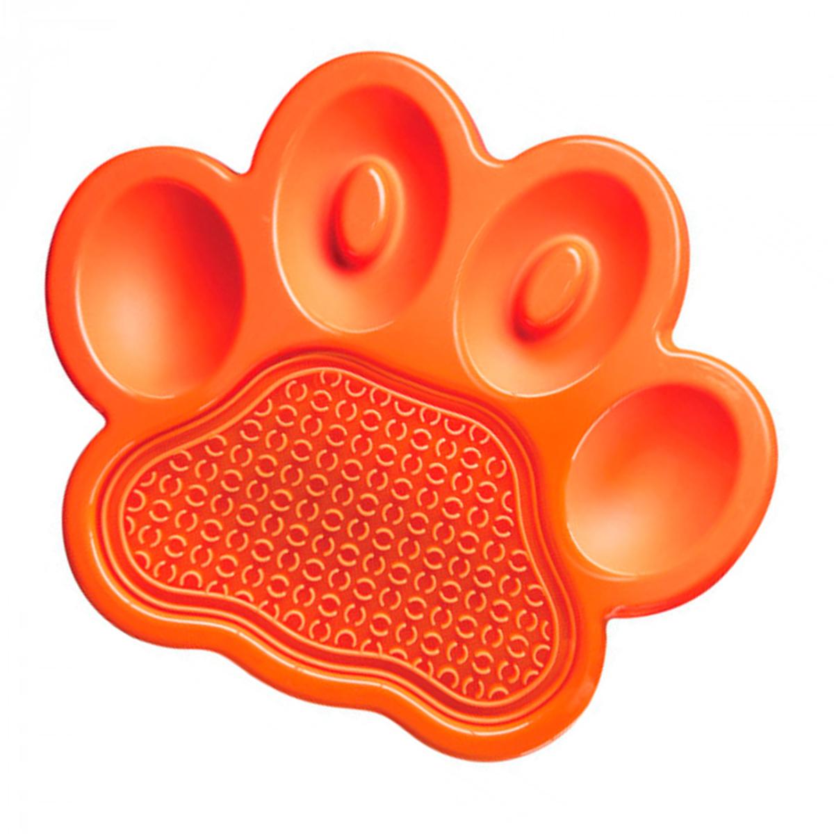 Alfombra De Lamer Petdreamhouse Paw 2 En 1 Naranja Alimentador Lento Y Almohadilla